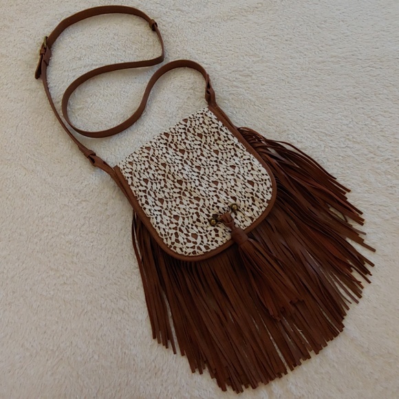 Madden Girl Handbags - MADDEN GIRL · Brown & White Fringe Crossbody Bag ⛄